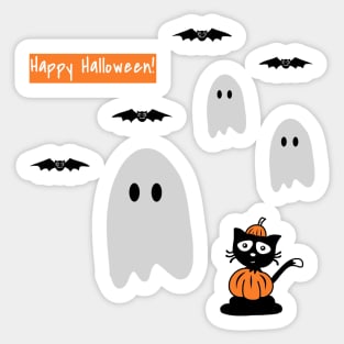 Happy Halloween Pumpkin, Ghosts & Bats Sticker Pack Sticker